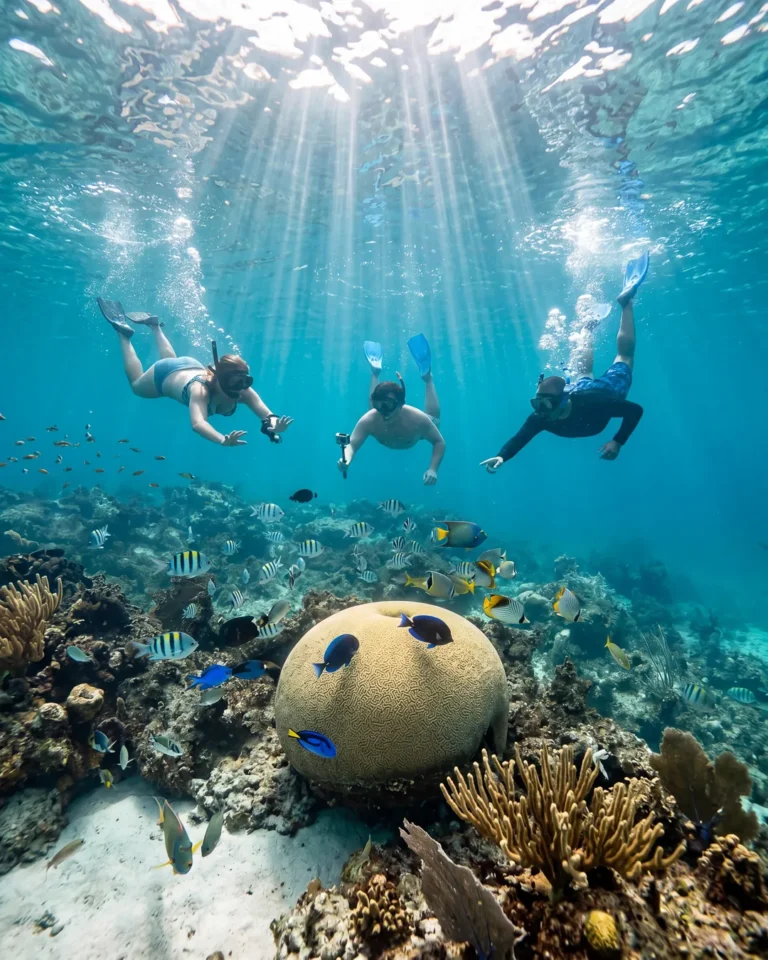 Snorkelling over the reef with the crew