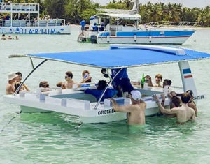 Guests celebrating on the deck of a private charter